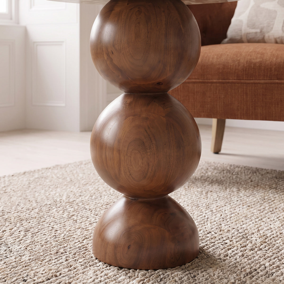 Marble & Mango Wood Spherical Base Side Table