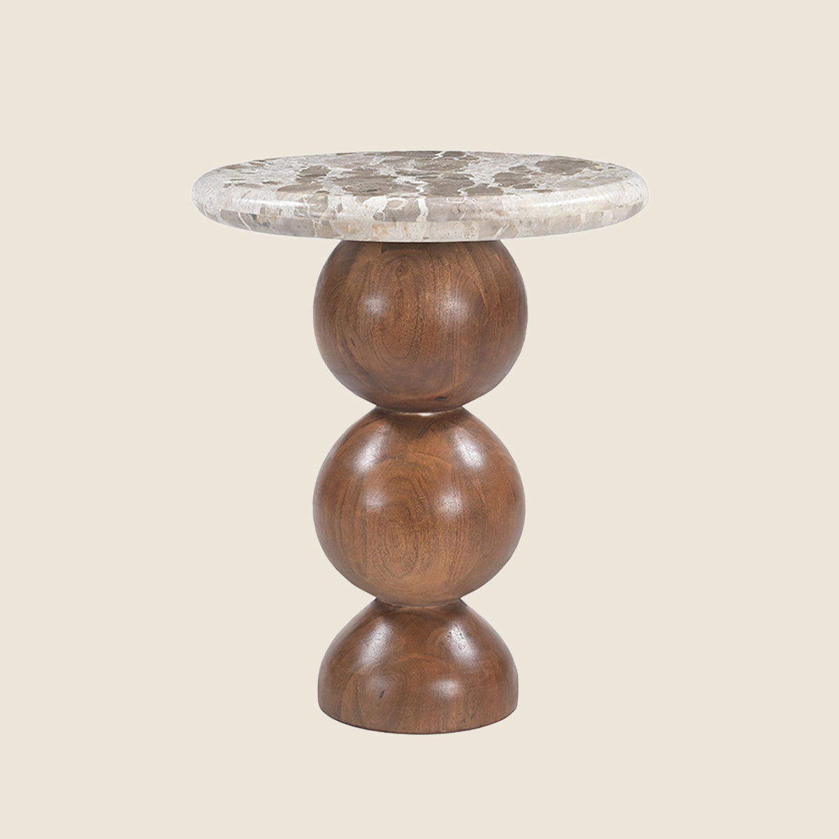 Marble & Mango Wood Spherical Base Side Table