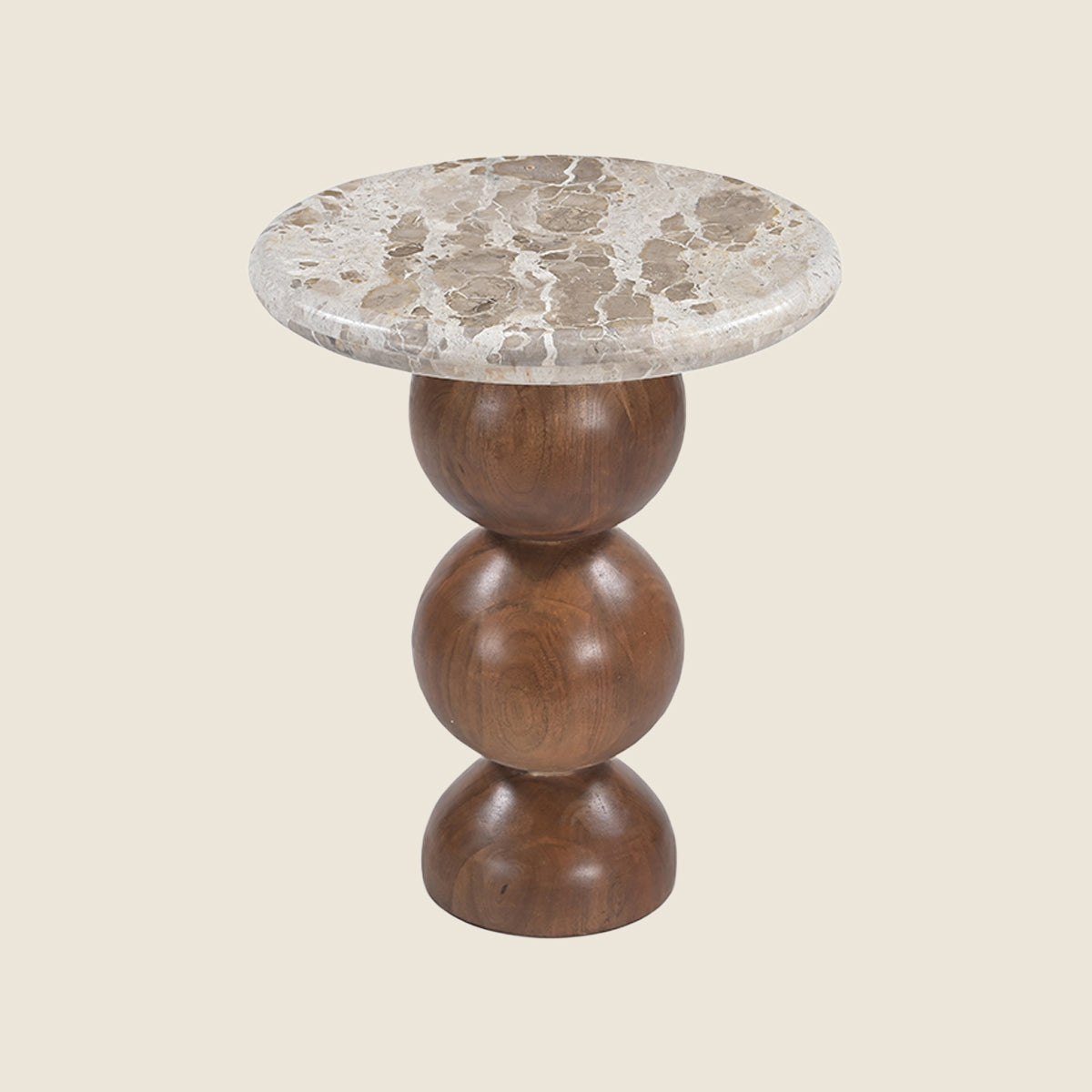 Marble & Mango Wood Spherical Base Side Table