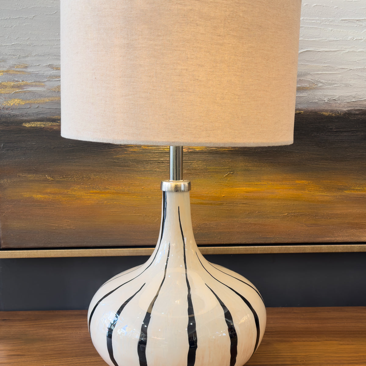 Monochrome Stripe Iron Table Lamp