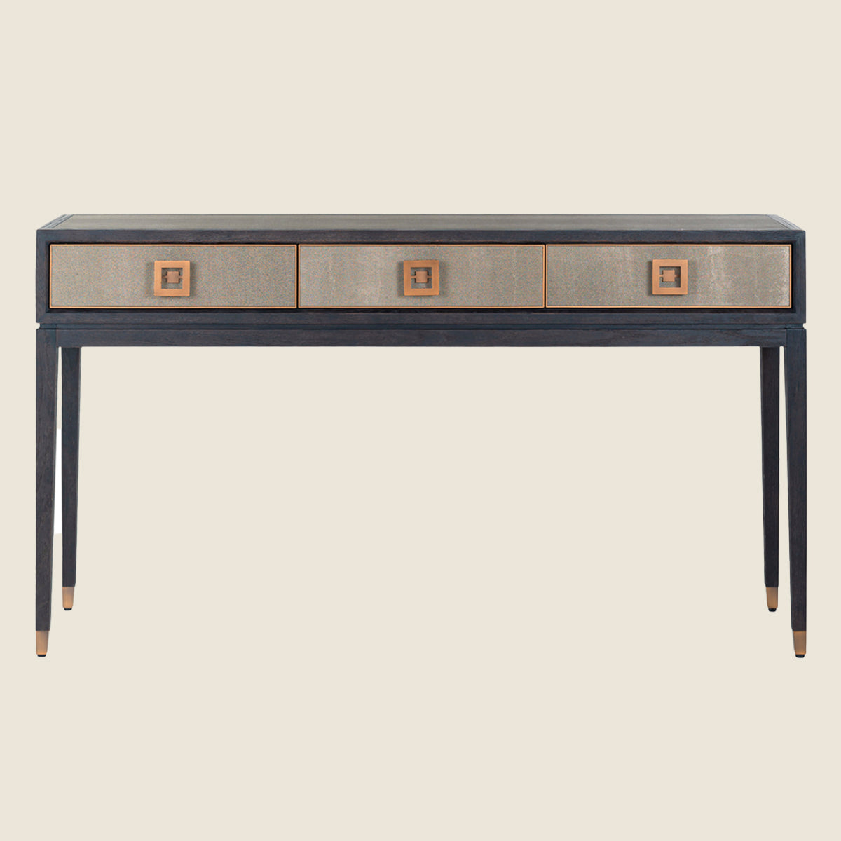 Oak & Gold Shagreen 3 Drawer Console