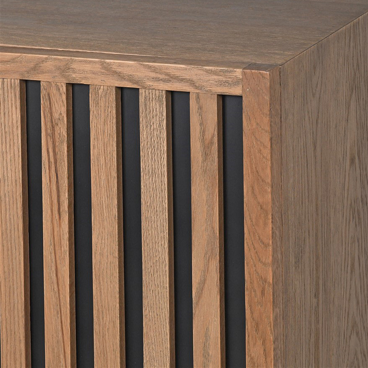 Wooden sideboard doors with slatted design and visible grain pattern