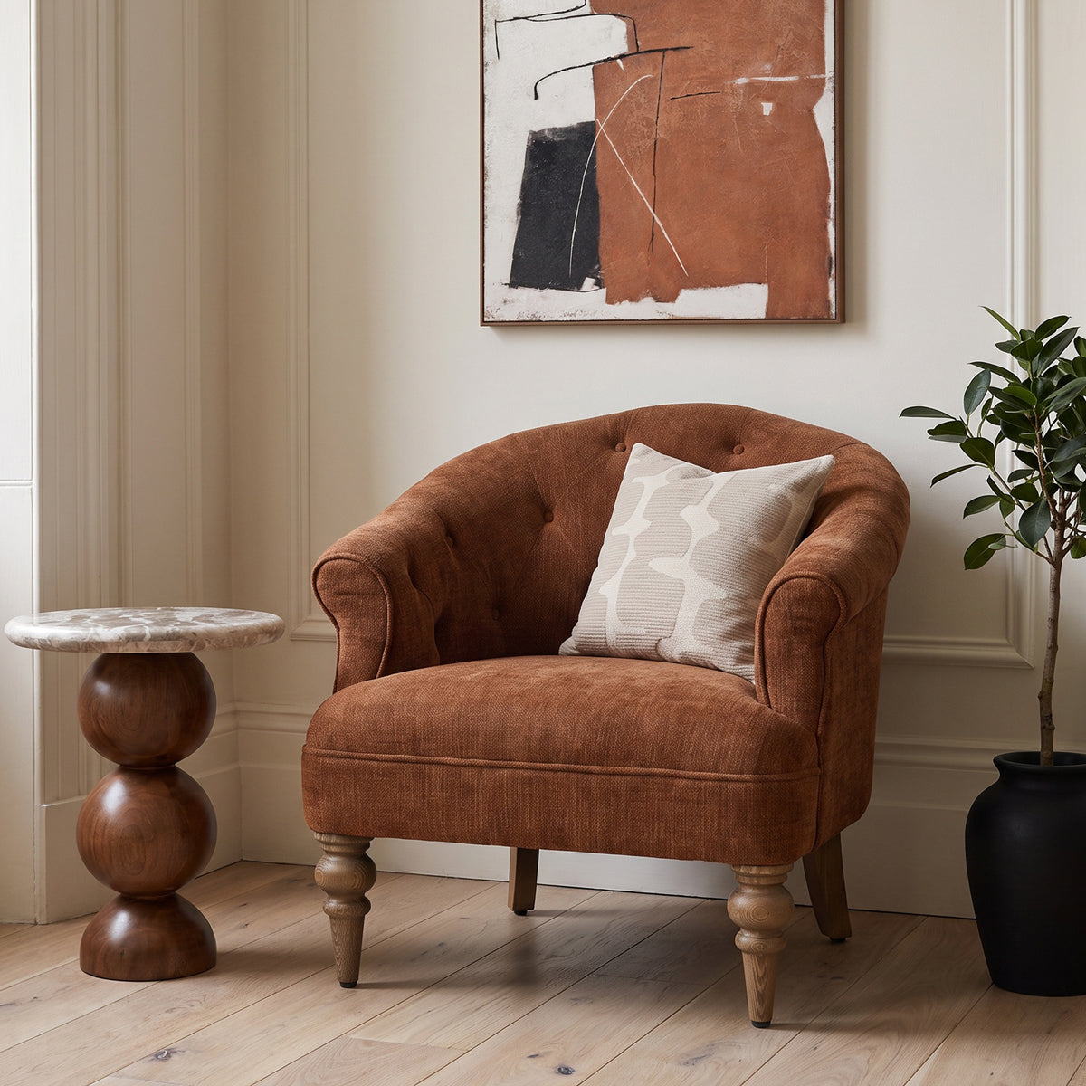 Rust Chenille Classic Tufted Tub Chair