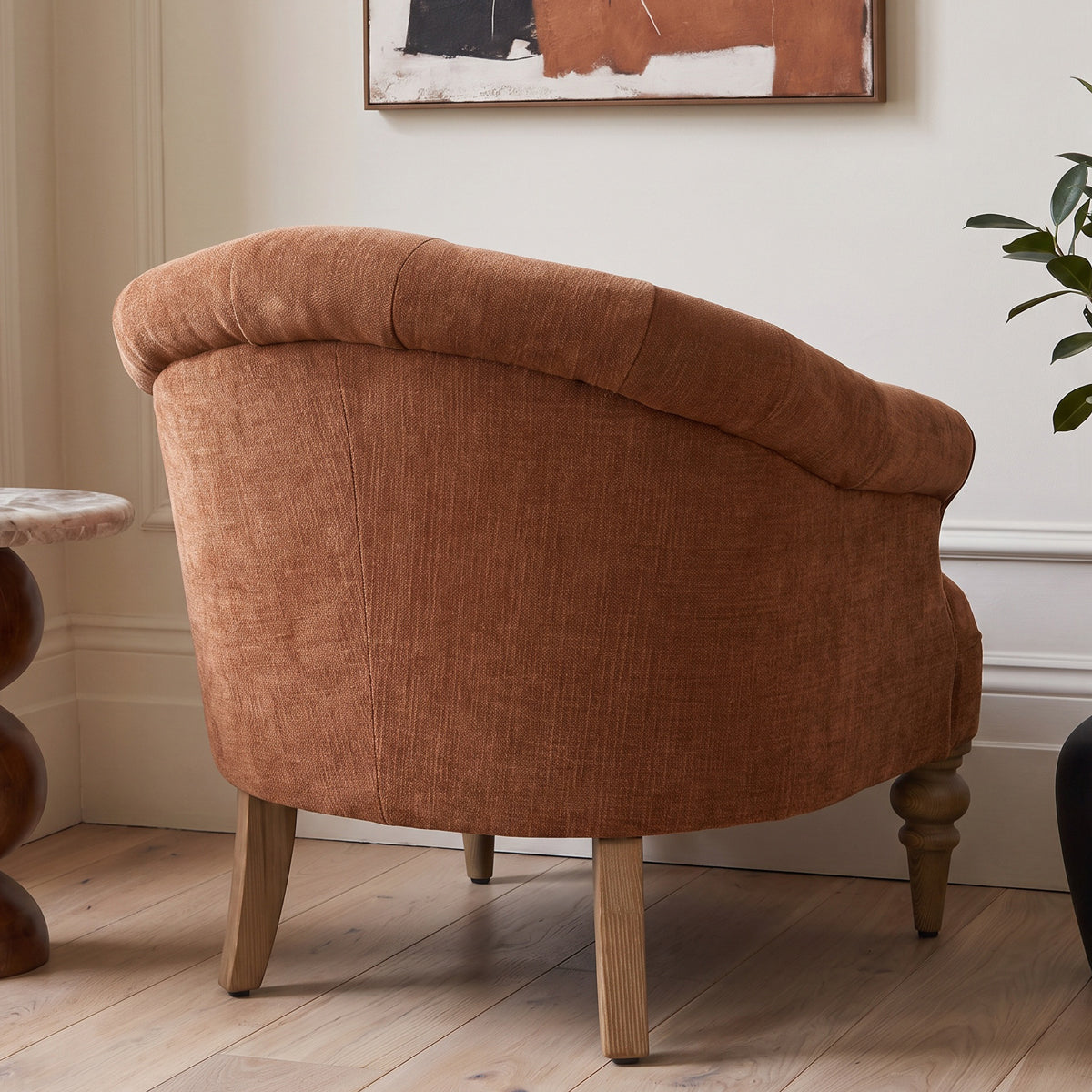Rust Chenille Classic Tufted Tub Chair
