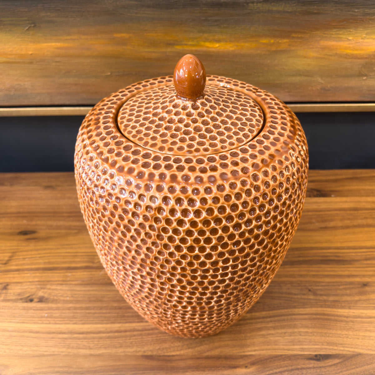 Rust Textured Lidded Jar