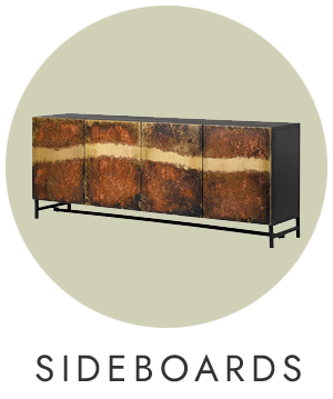 Sideboard with a rustic design on a sage green background