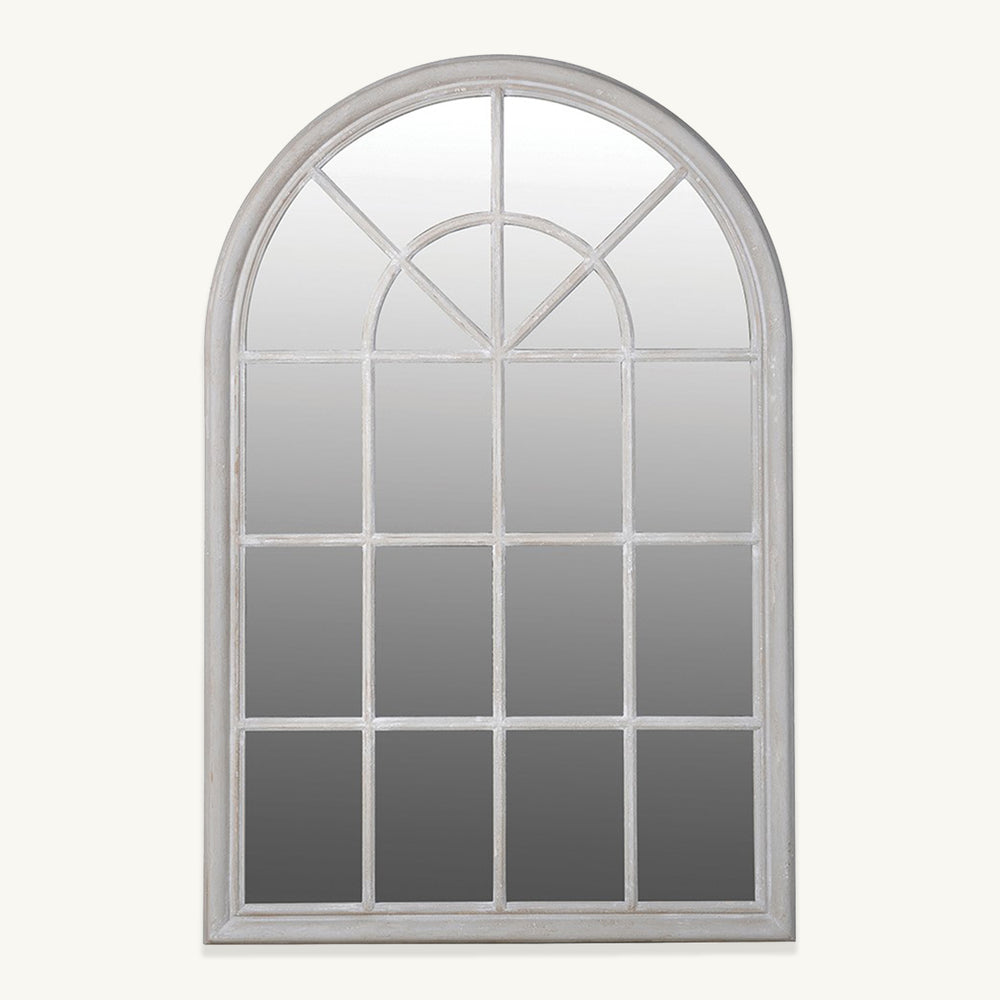 Wood Frame Arched Window Mirror