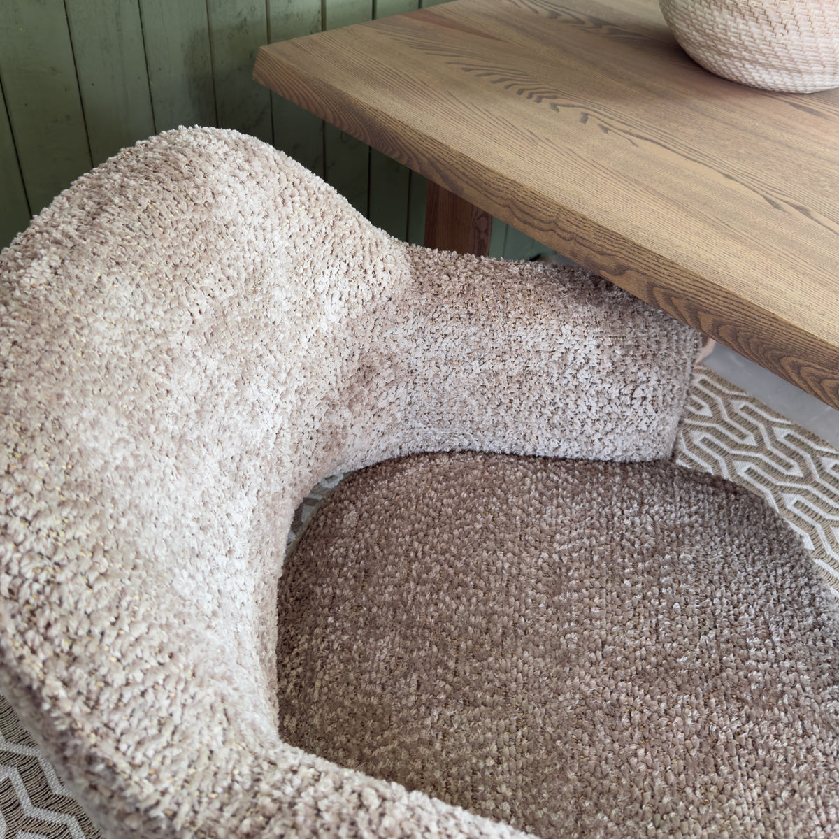 Beige & Bronze Textured Cut Out Dining Chair