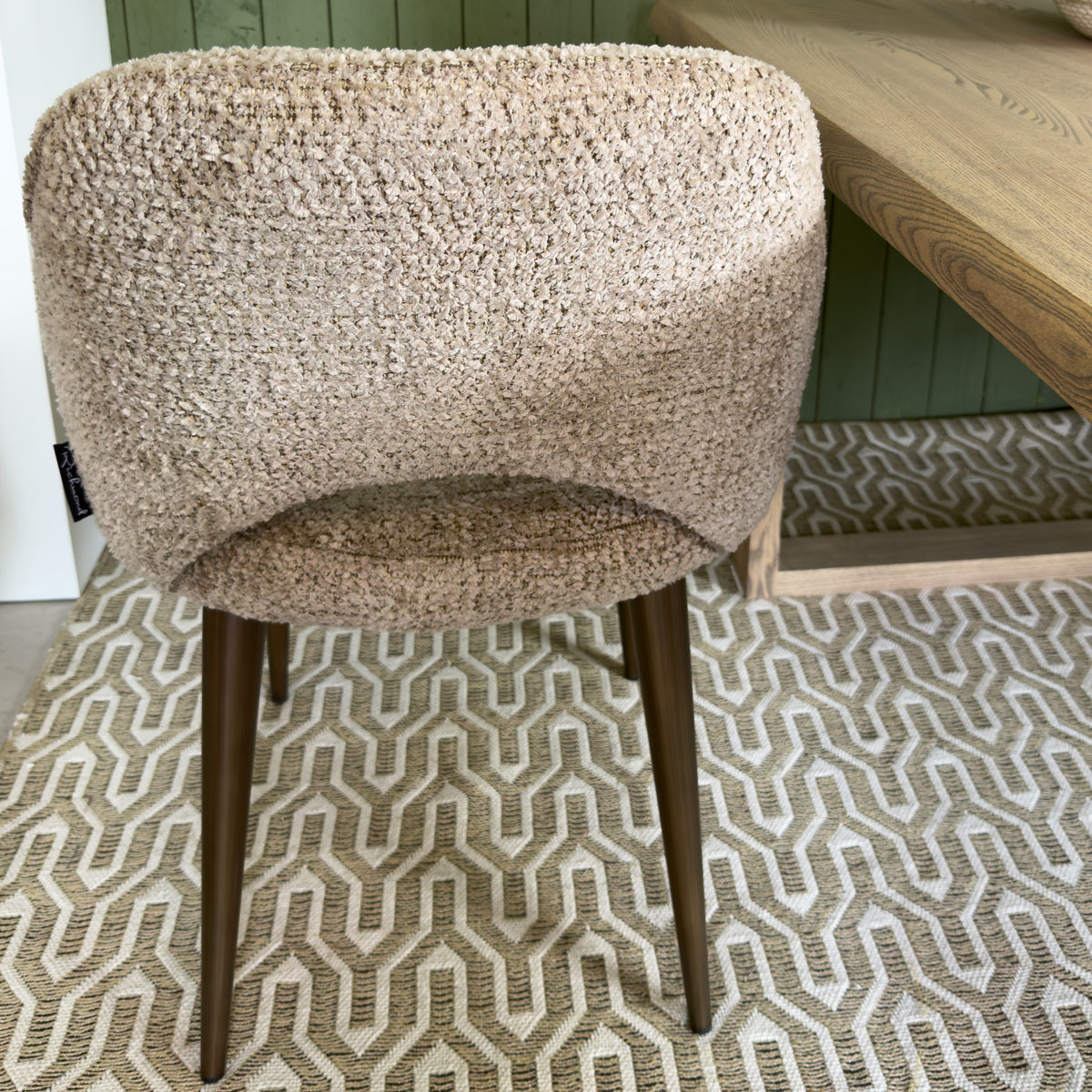Beige & Bronze Textured Cut Out Dining Chair