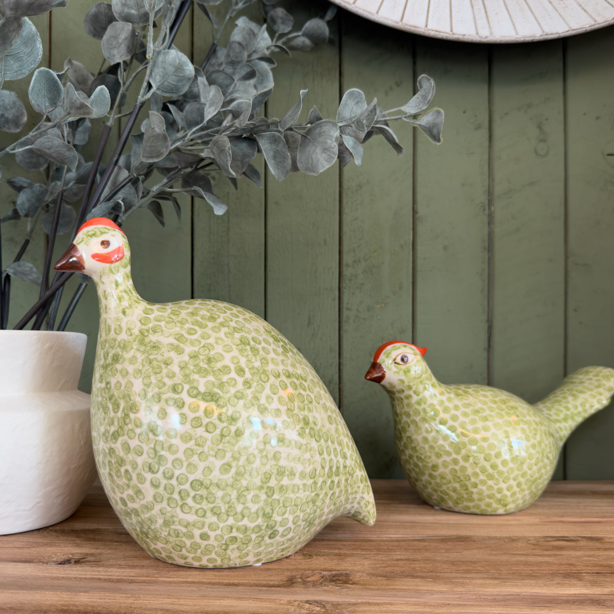 Green Spotted Ceramic Bird - Large