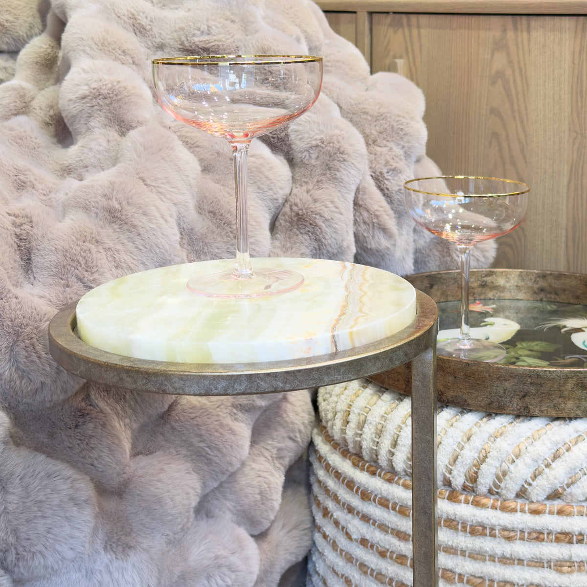 Blush & Gold Rim Cocktail Glass - Sold Individually