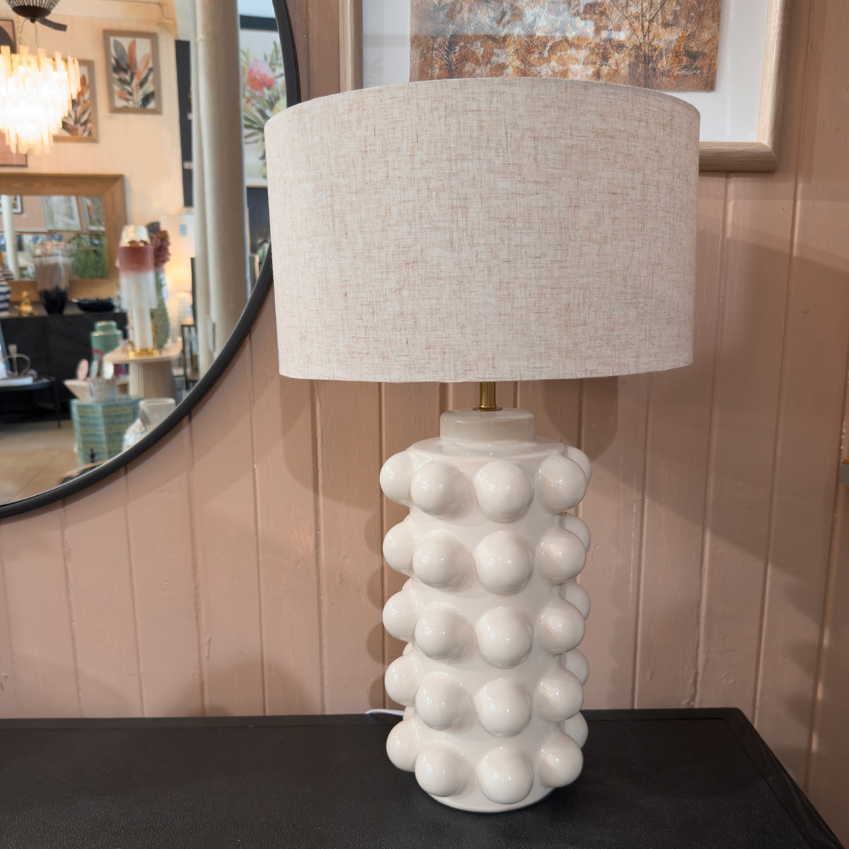 Off White Sculptural Bobble Table Lamp