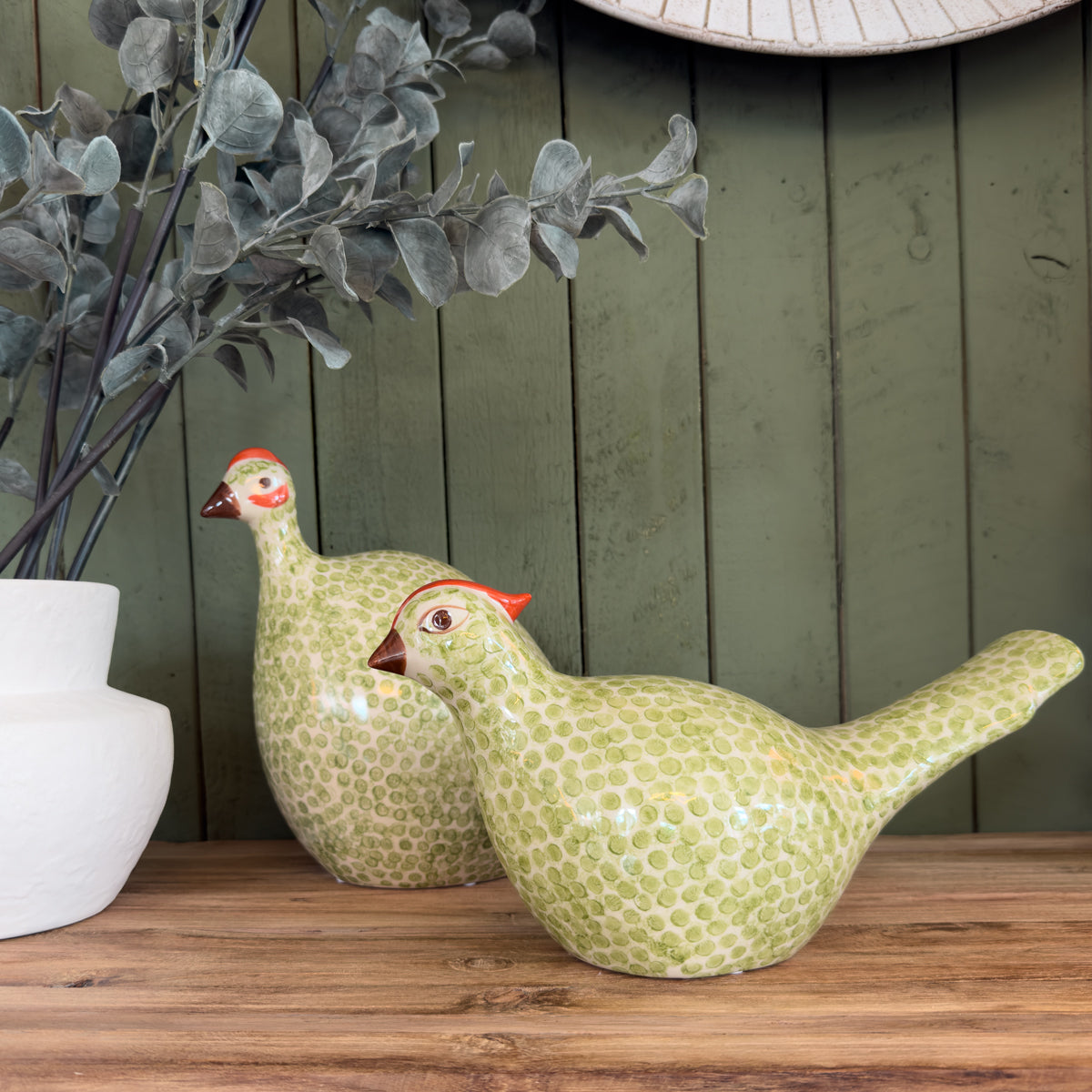 Green Spotted Ceramic Bird - Small