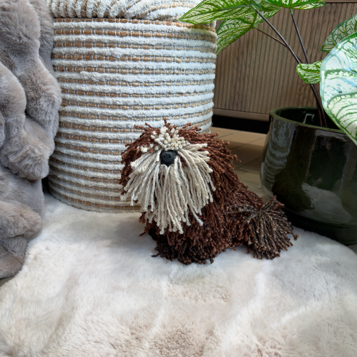 Dougal Mini Jute Sitting Puppy - Brown/Cream