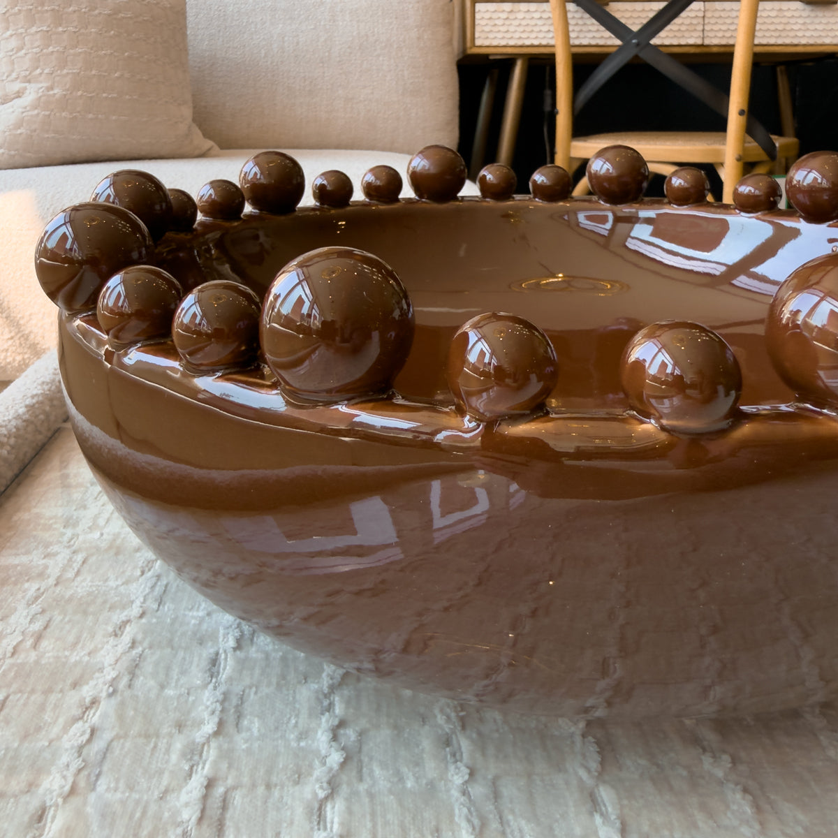 Bowl with Bobble Decoration - Brown
