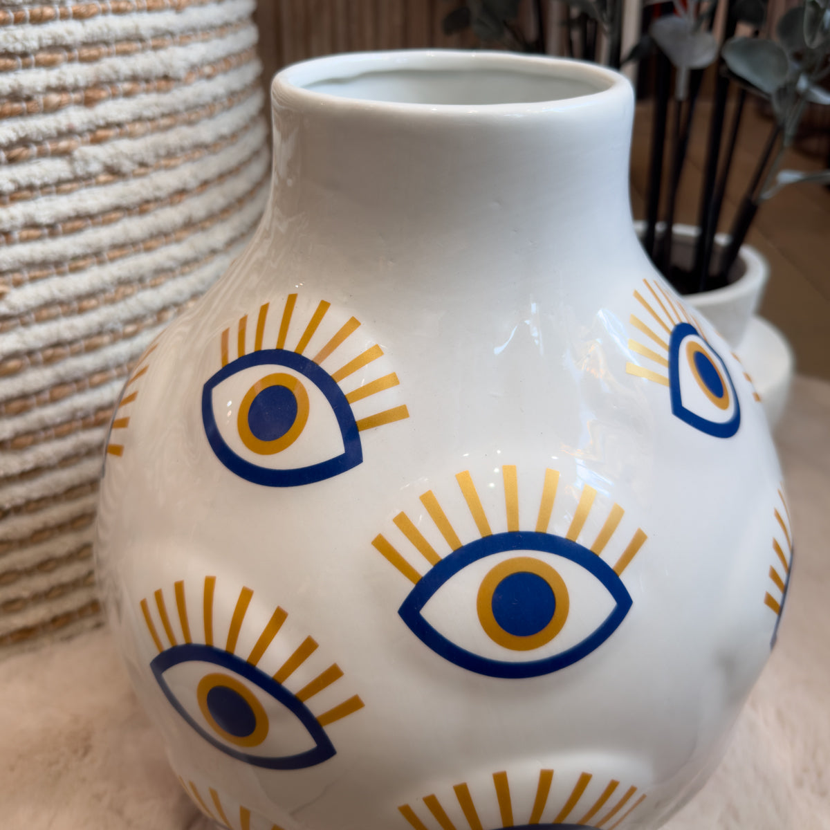 White Evil Eye Vase