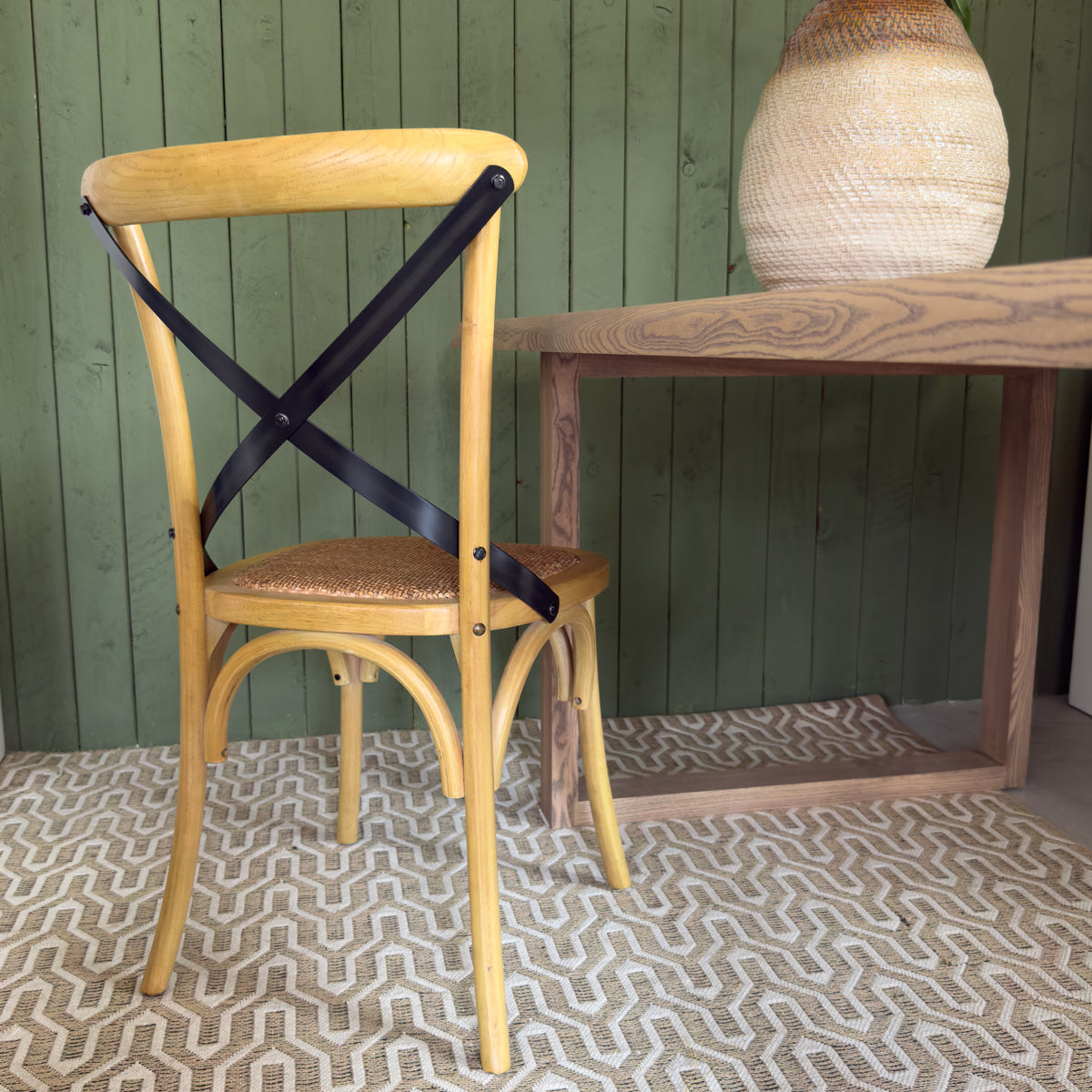 Elm & Iron Cross Back Dining Chair