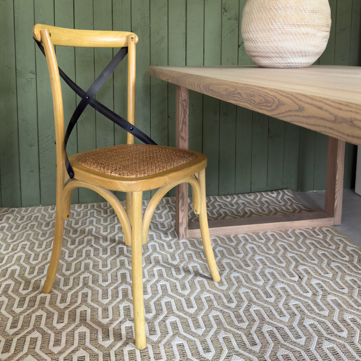 Elm & Iron Cross Back Dining Chair