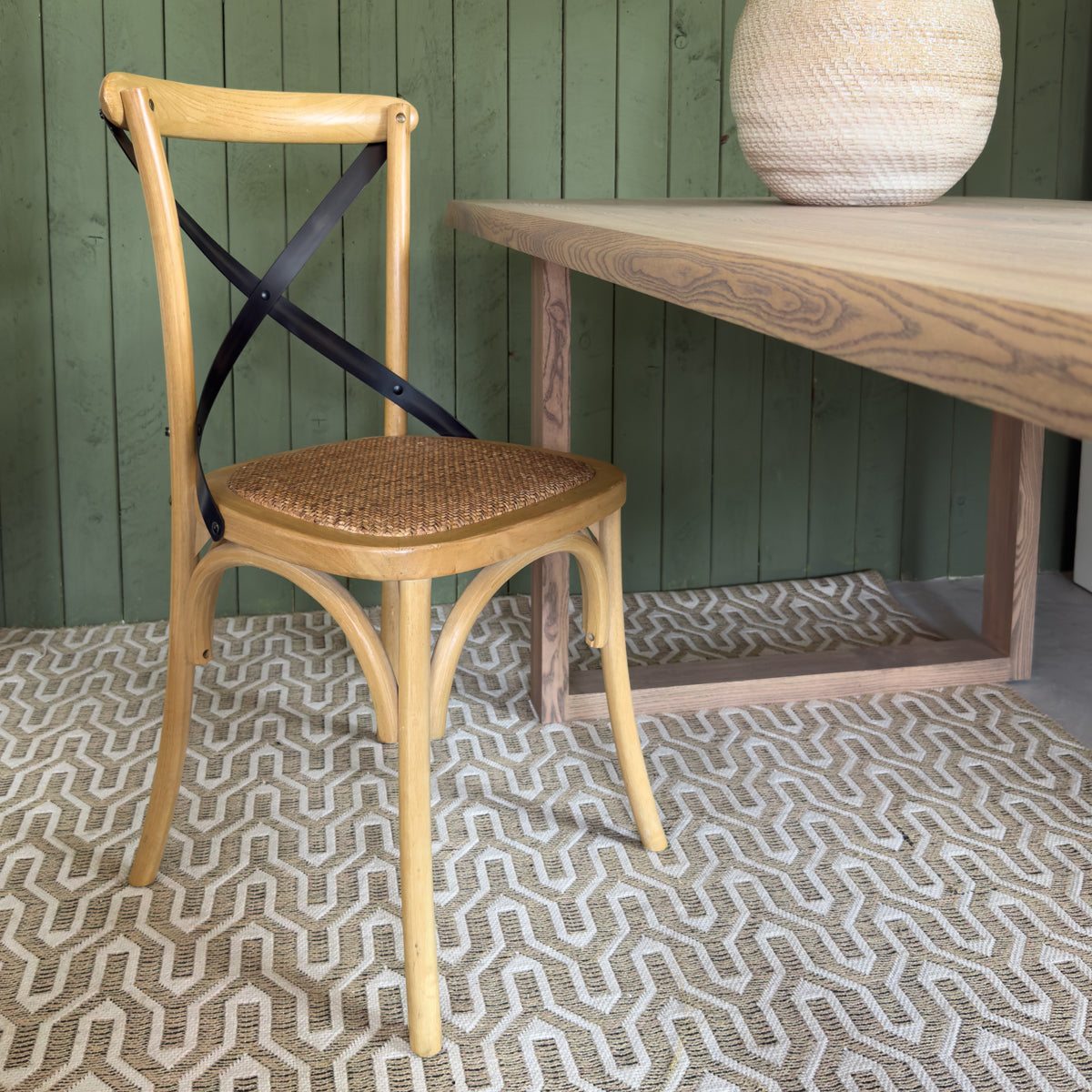 Elm & Iron Cross Back Dining Chair