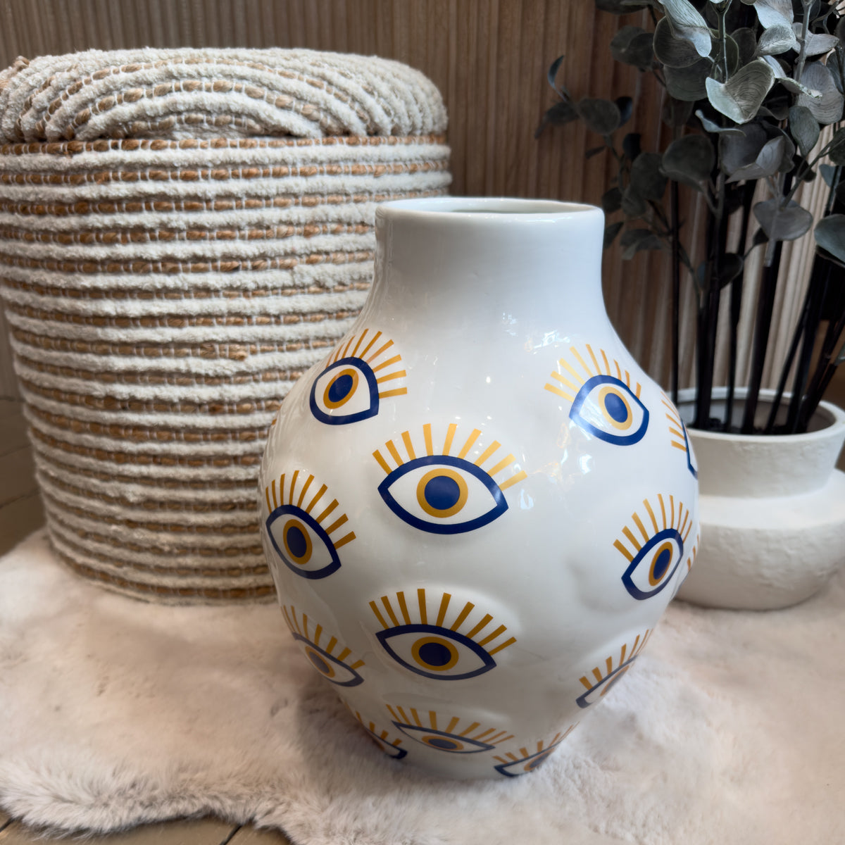 White Evil Eye Vase