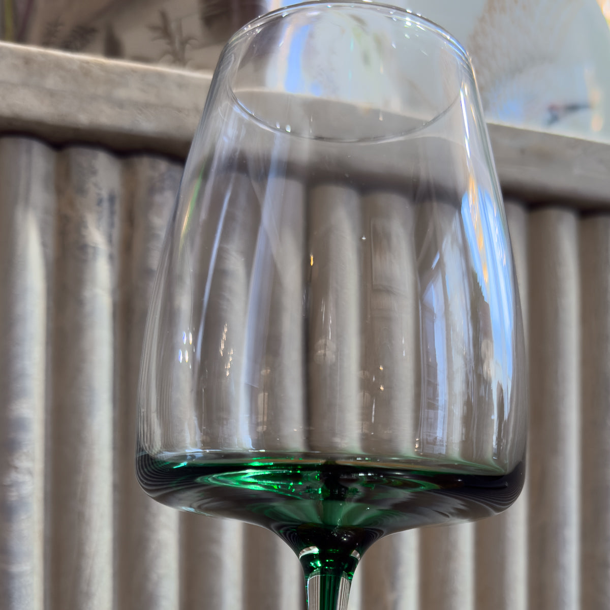 Green Flooded Stem Wine Glass
