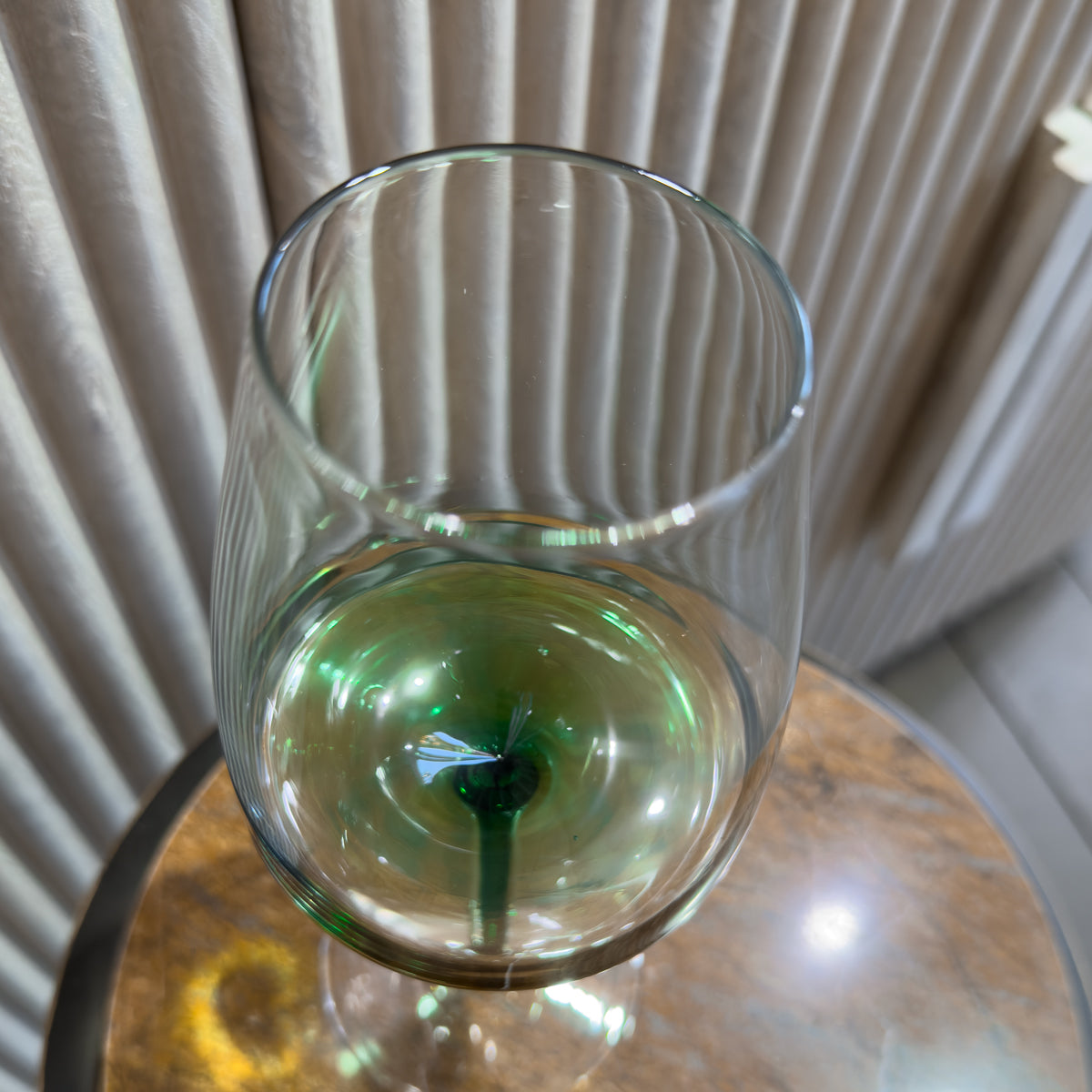Green Flooded Stem Wine Glass