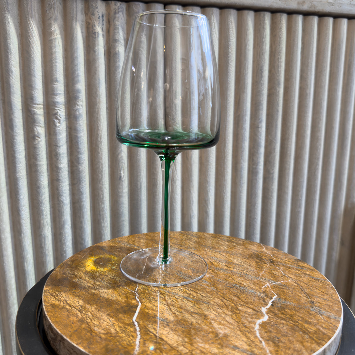 Green Flooded Stem Wine Glass