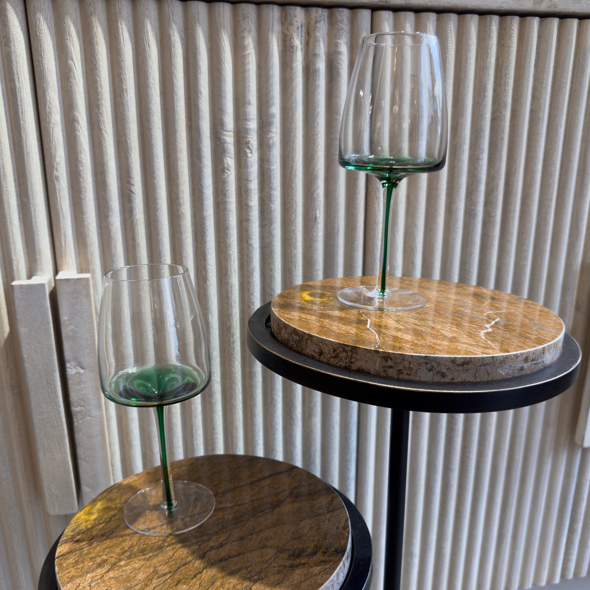 Green Flooded Stem Wine Glass