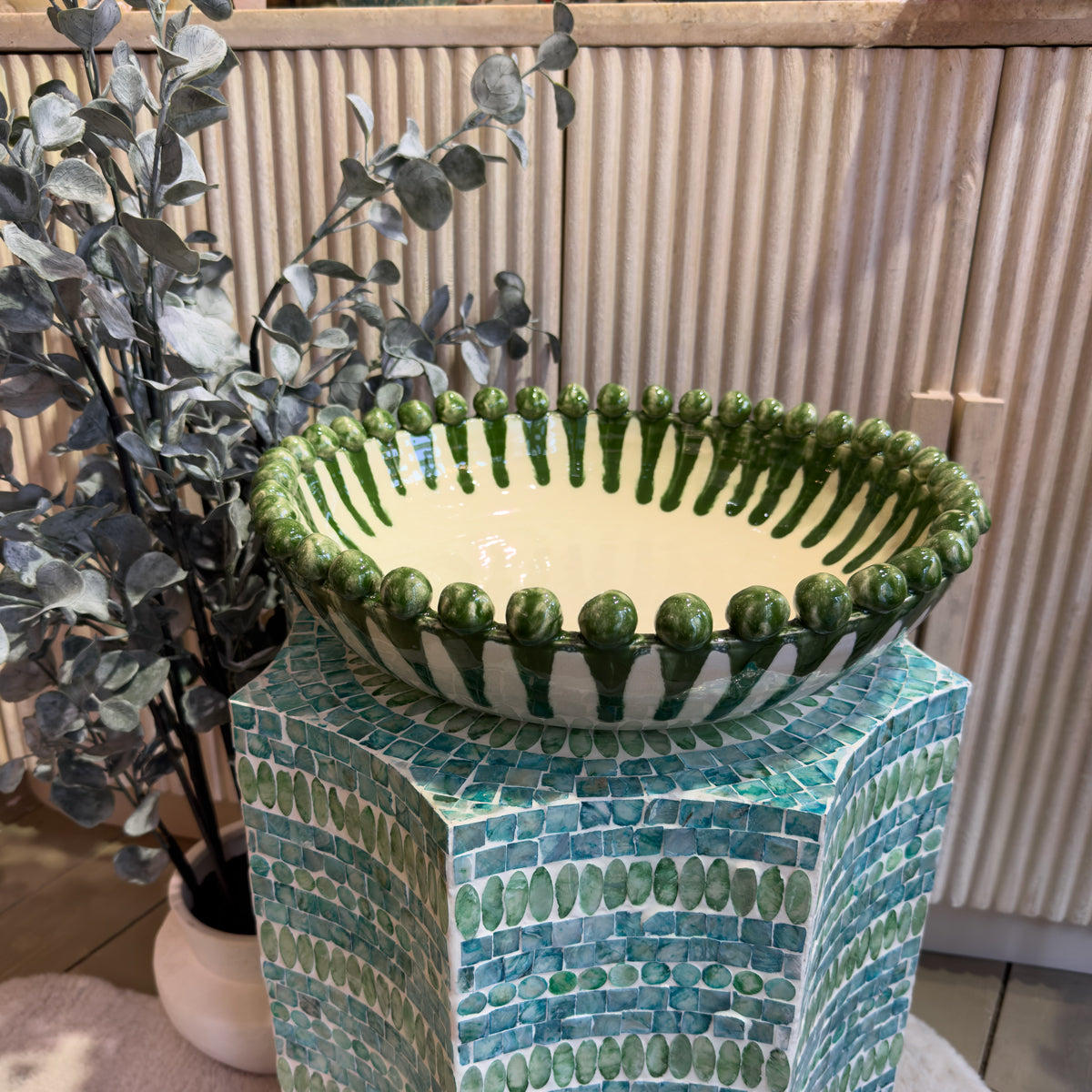 Green Stripe Bobble Bowl