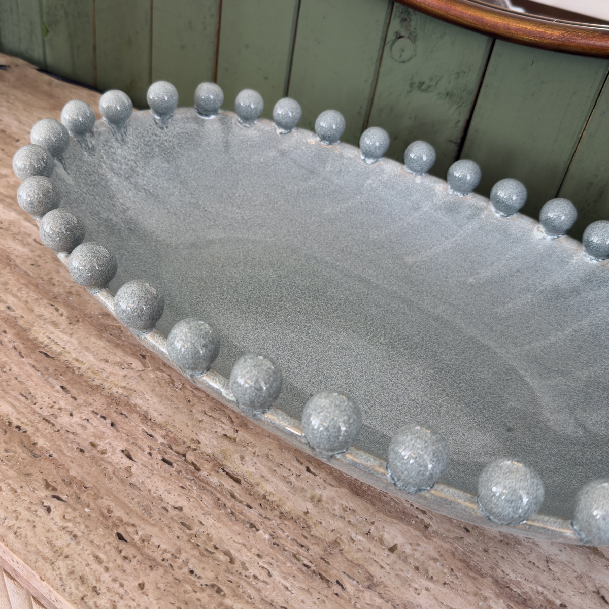 Grey Blue Melange Oval Bobble Bowl