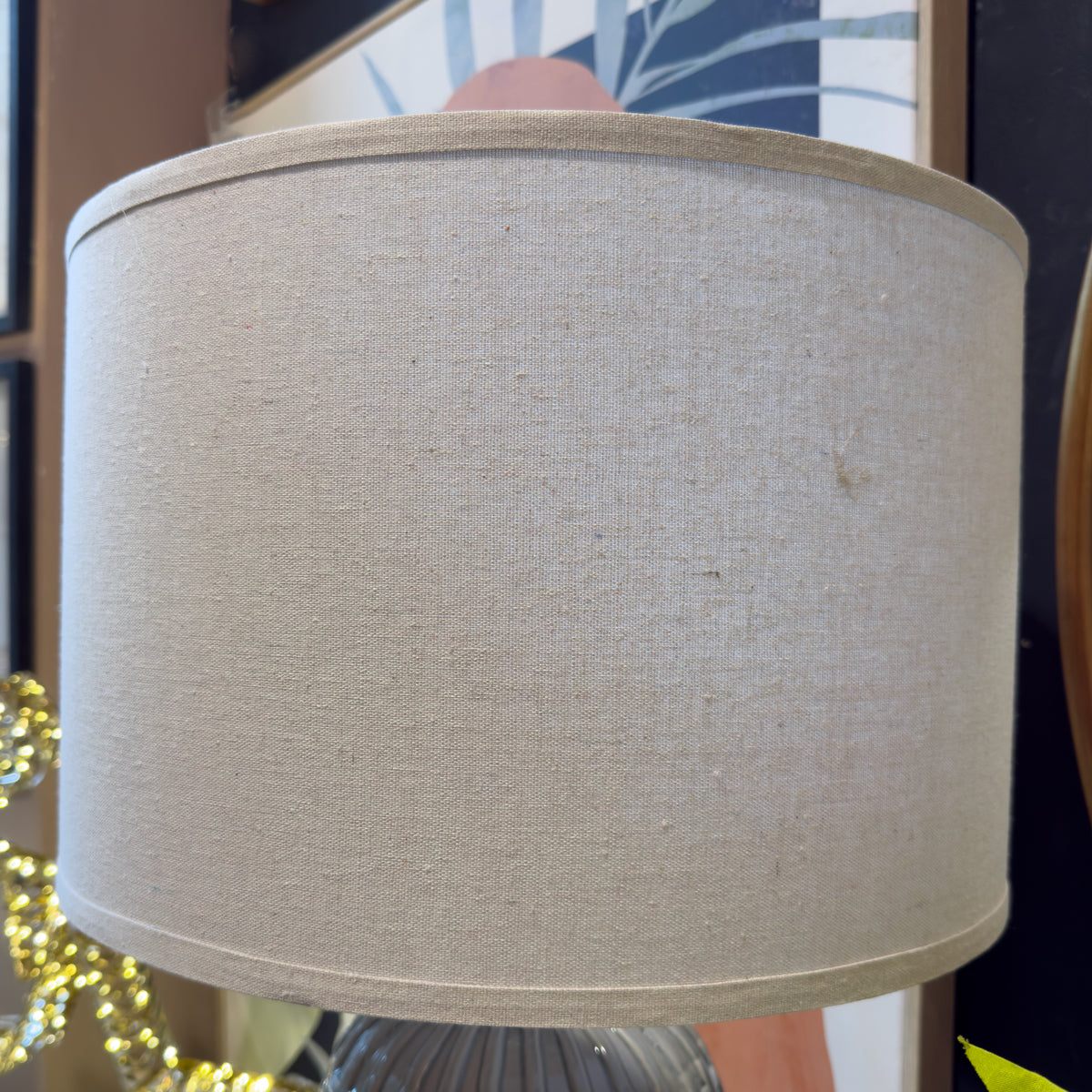 Glossy Grey Ribbed Ceramic Table Lamp
