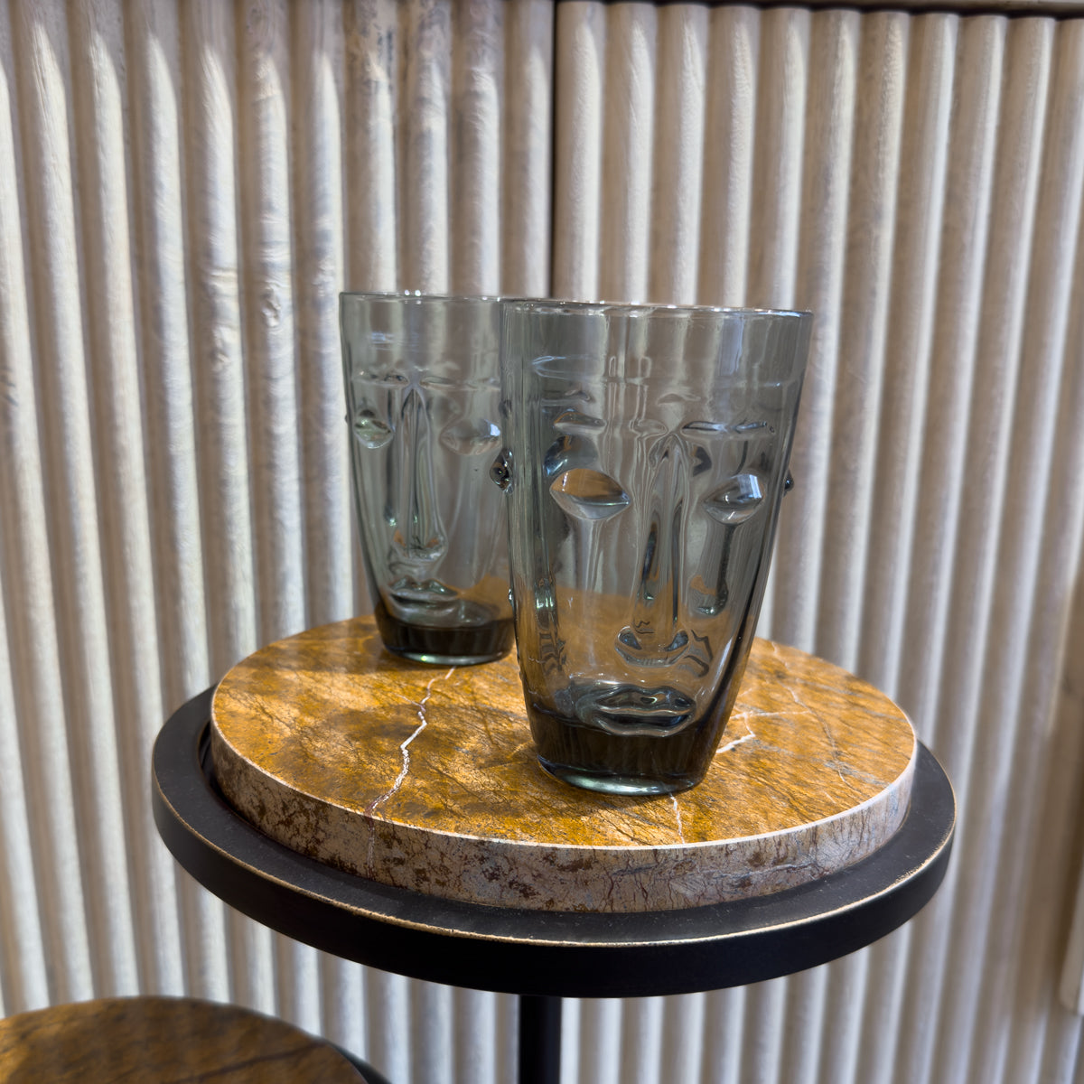Sculpted Face Highball Glass