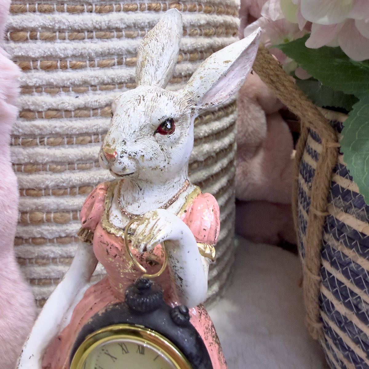 Standing Rabbit In Pink Dress Clock