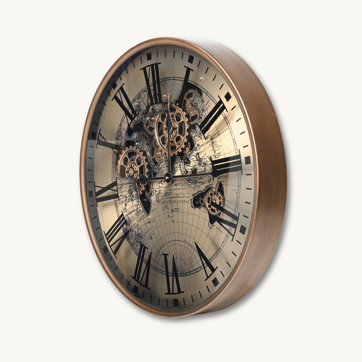 Golden Atlas Moving Gears Clock