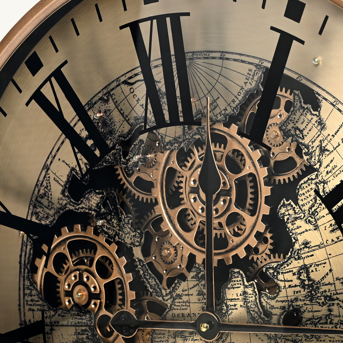Golden Atlas Moving Gears Clock
