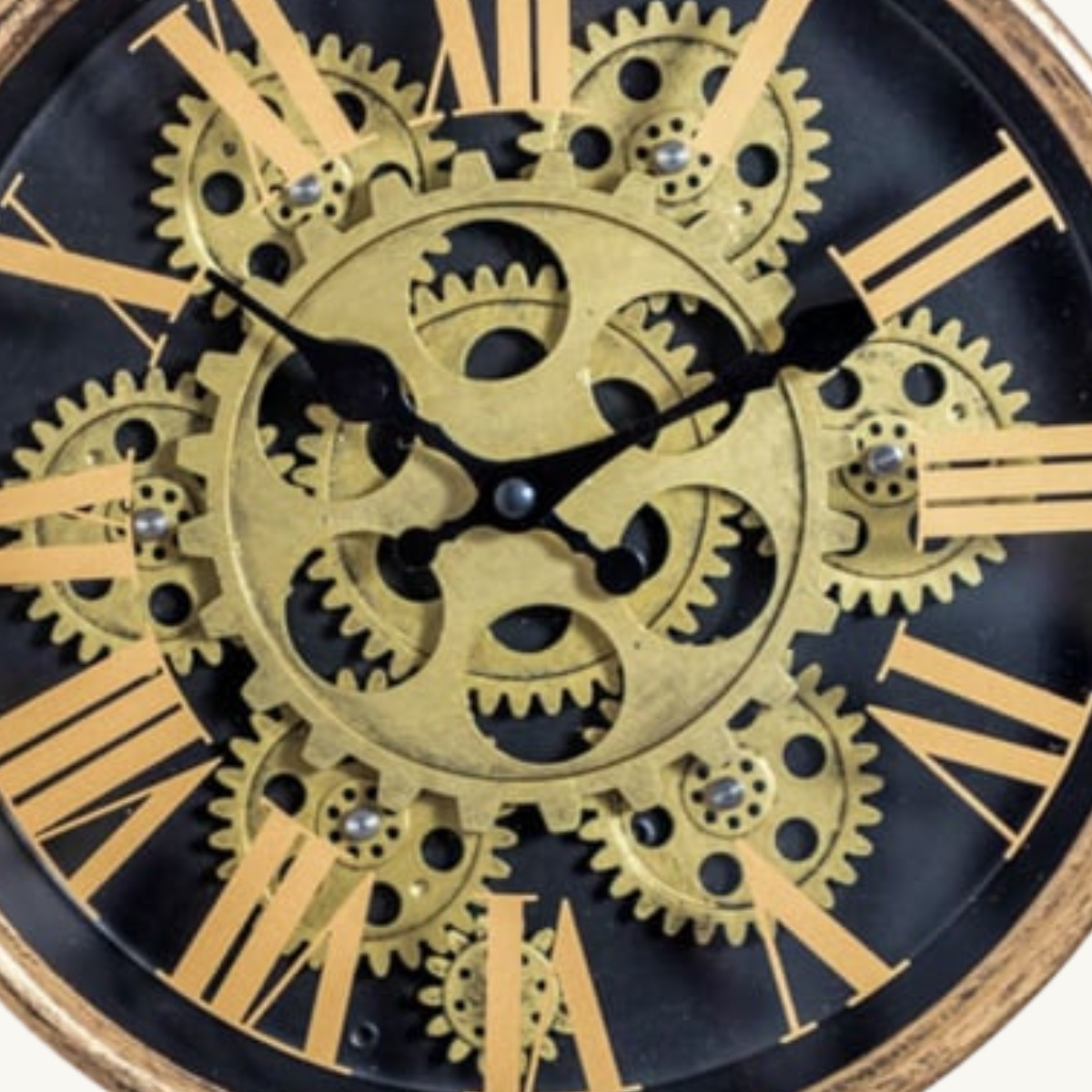 Black & Gold Mini Moving Cogs Wall Clock