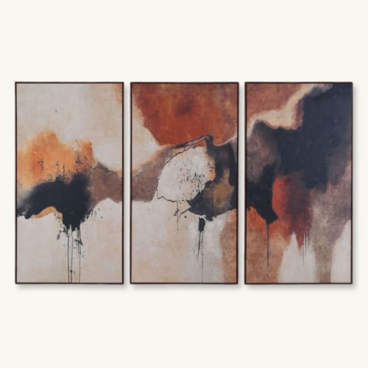 Autumnal Haze Abstract Triptych - Set of 3