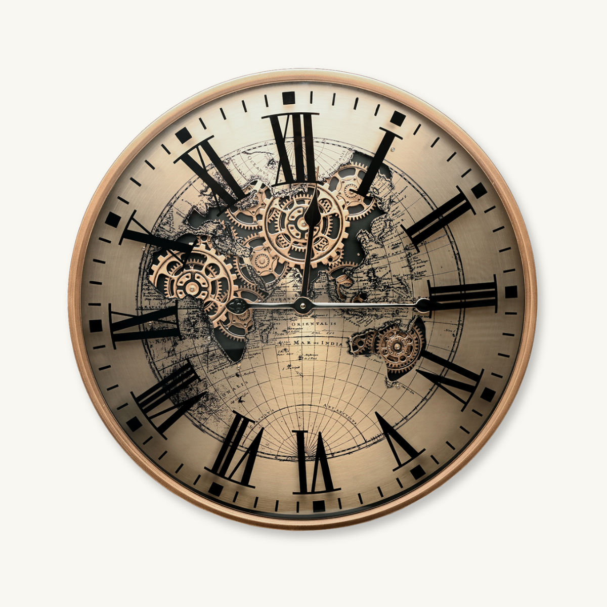 Golden Atlas Moving Gears Clock