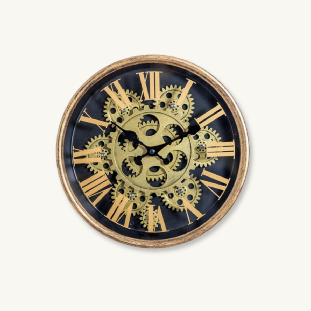 Black & Gold Mini Moving Cogs Wall Clock