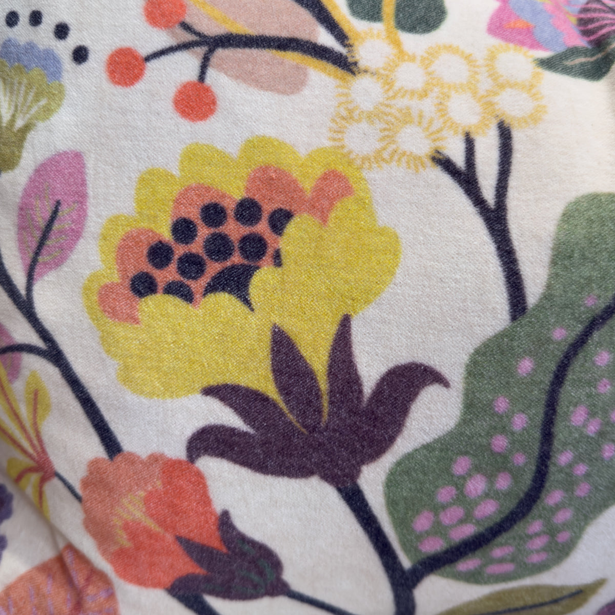 Cream Fringed Multicolour Floral Cushion - 40x60cm