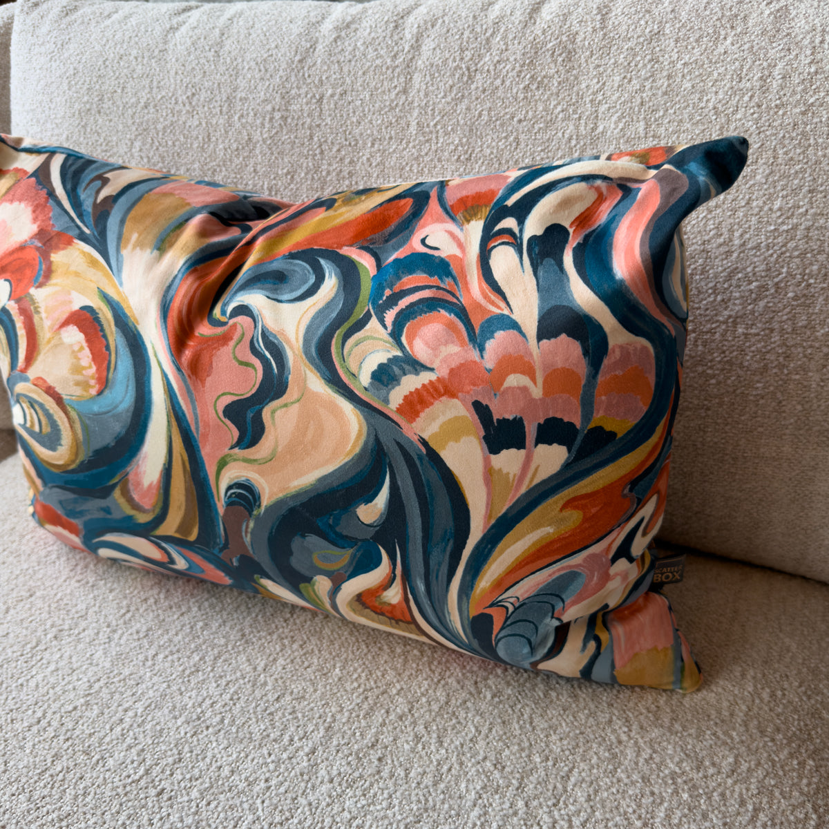 Multicoloured Abstract Floral & Swirls Cushion - 40x60cm