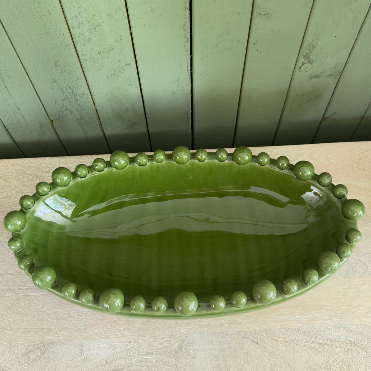 Green Oval Bobble Bowl