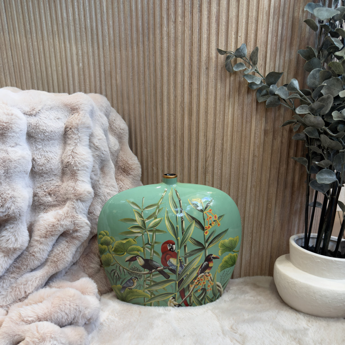Hand Painted Tropical Design Vase