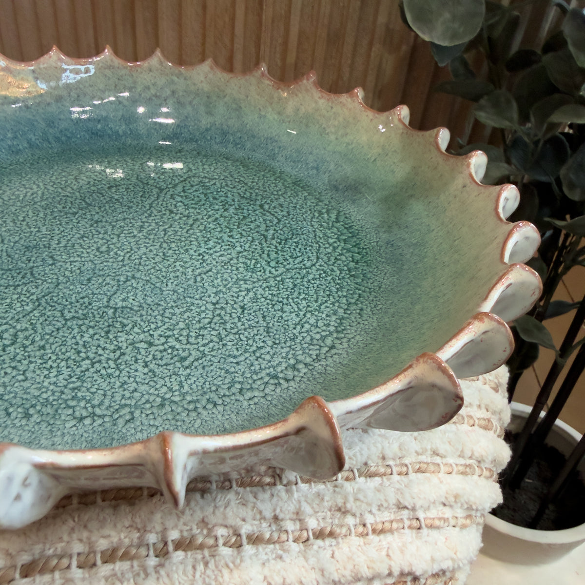 Peach & Blue Ombre Ridged Plate