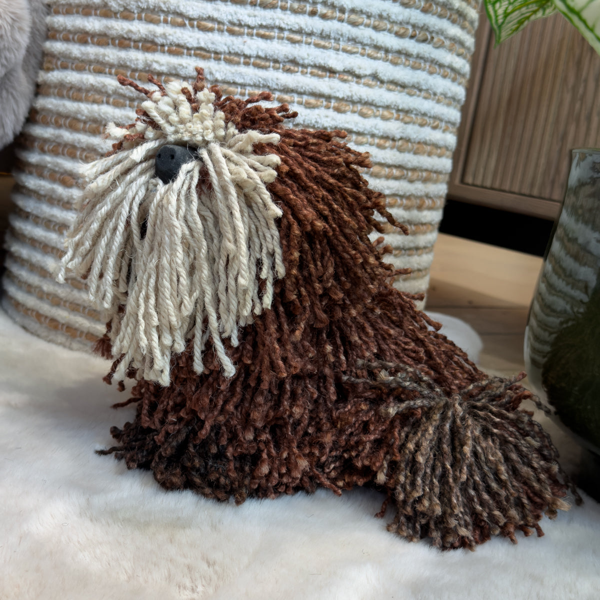 Dougal Mini Jute Sitting Puppy - Brown/Cream