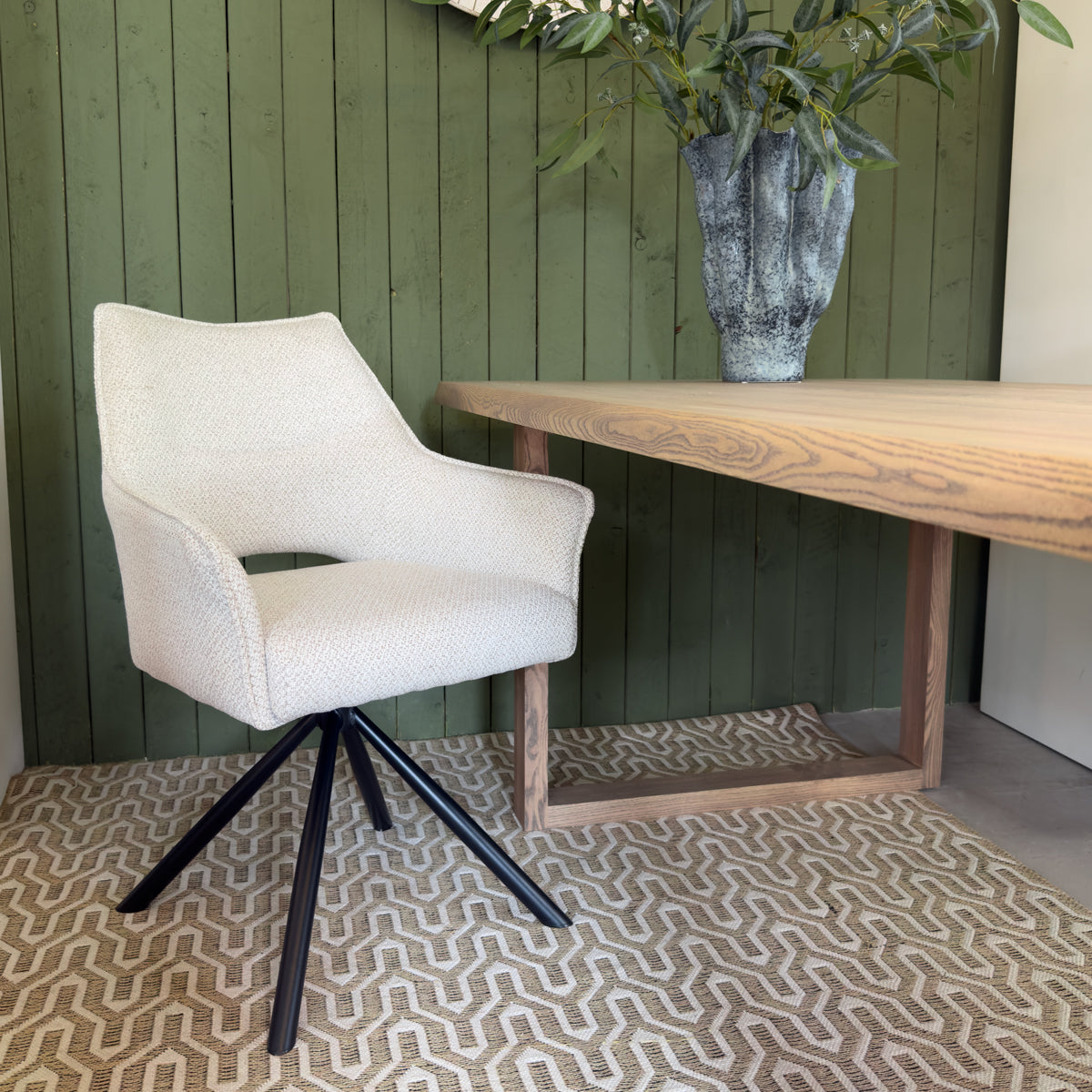 Textured White Cut Out Dining Chair