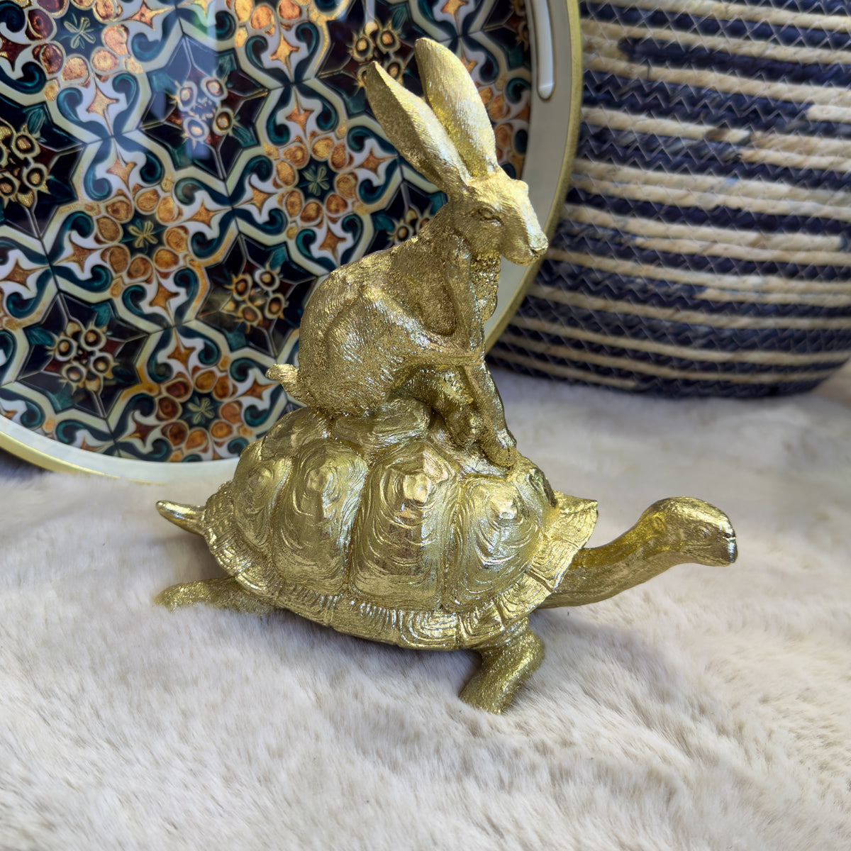 Golden Tortoise & Hare Ornament