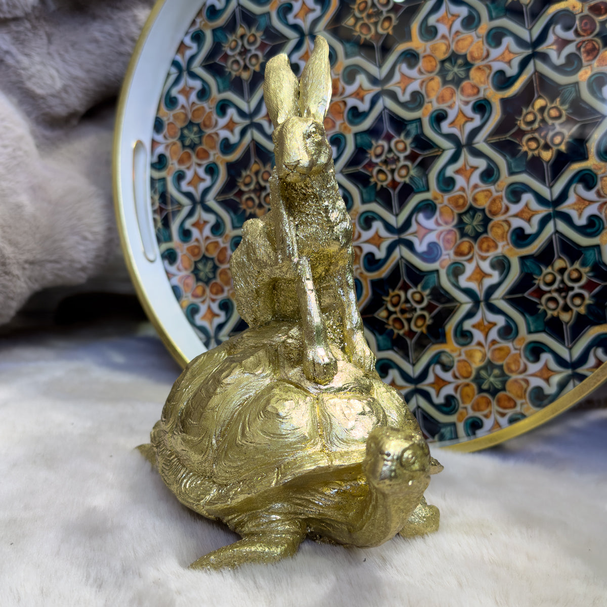 Golden Tortoise & Hare Ornament