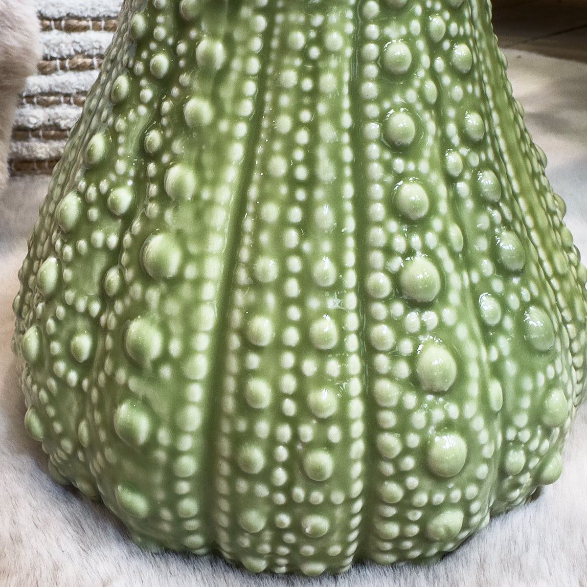 Olive Glossy Bobbled Urchin Jug