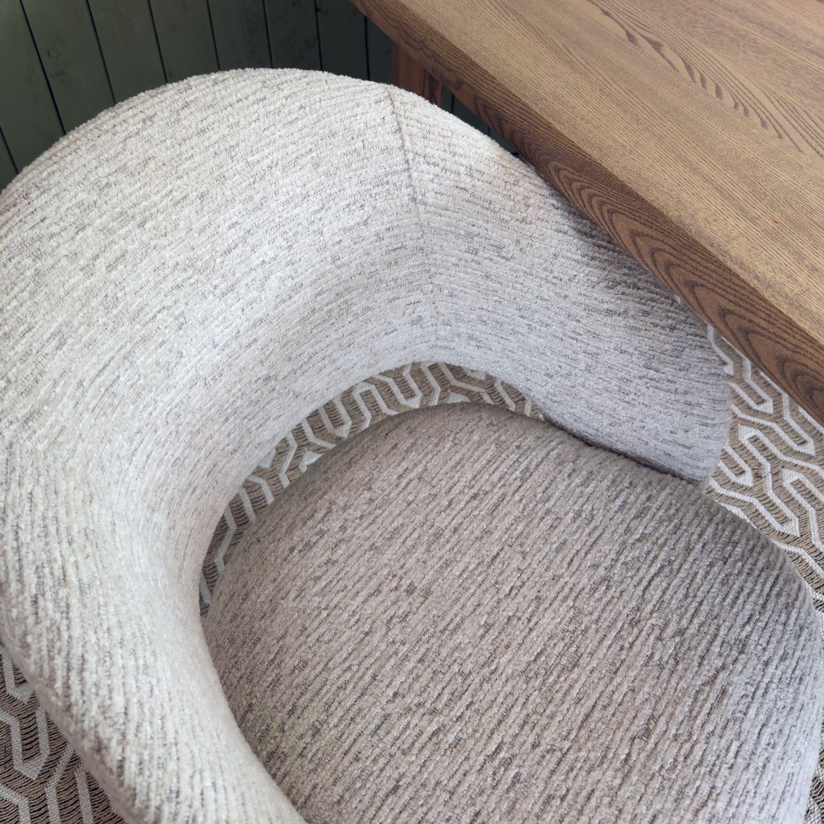 White Chenille Cut Out Dining Chair